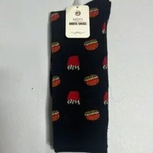 MT Black and Red Dress Socks with Playful Pattern
